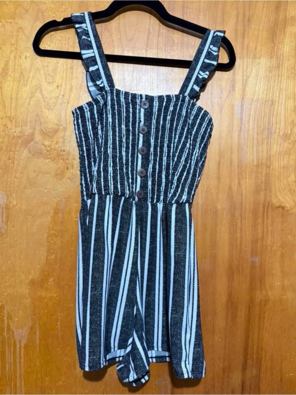 Striped Black & White Girls' Romper